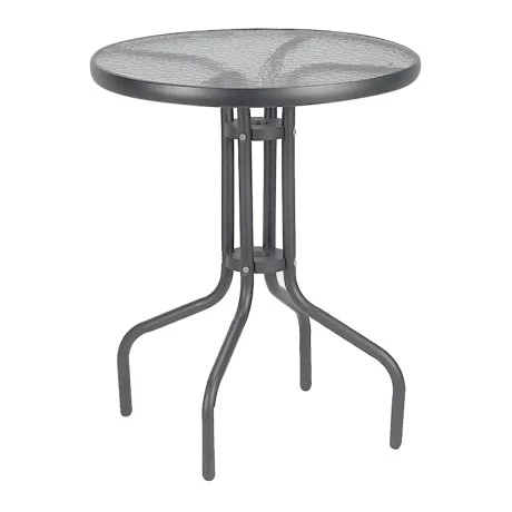 Metal garden table in anthracite with safety glass Ø70x72cm