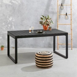 Poseidon Megapap garden table metal - solid wood in black color 150x82x75cm. Poseidon Megapap garden table metal - solid wood in black color 150x82x75cm.