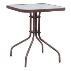 Moreno Megapap metal - tempered glass table in dark brown color 60x60x71cm. Moreno Megapap metal - tempered glass table in dark brown color 60x60x71cm.