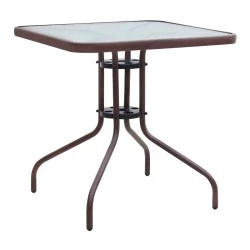Moreno Megapap metal - tempered glass table in dark brown color 70x70x71cm. Moreno Megapap metal - tempered glass table in dark brown color 70x70x71cm.