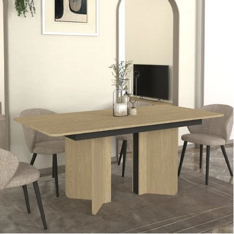 Lava Megapap melamine dining table in rota oak - anthracite color 180x90x76.8cm.