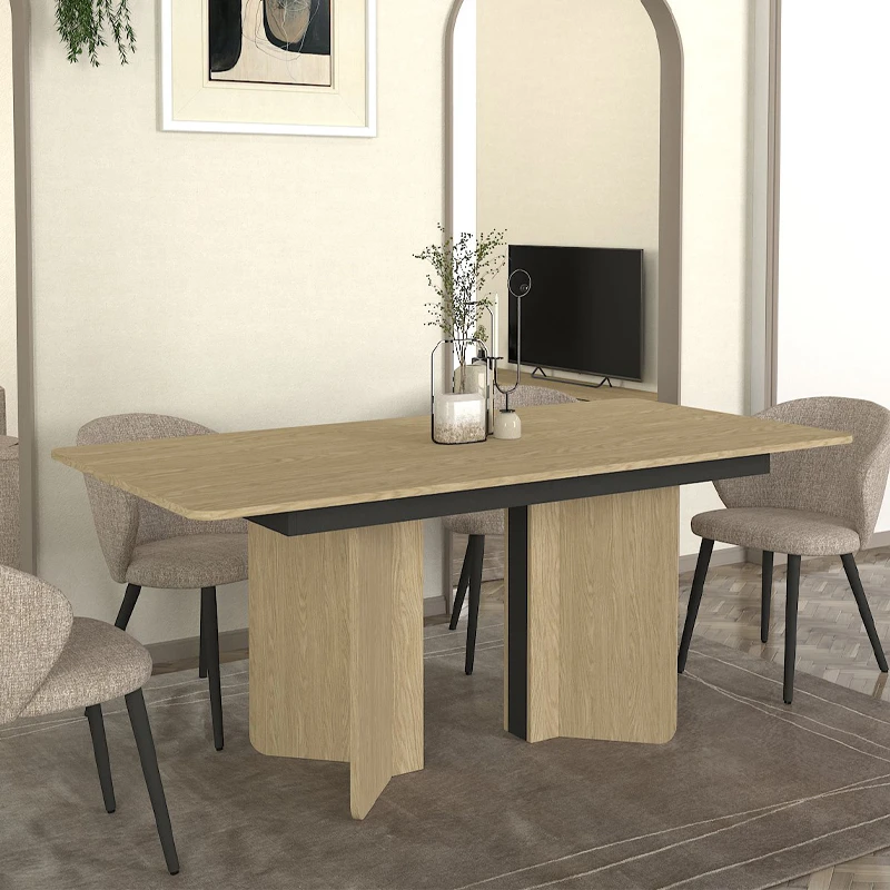 Τραπέζι Lava Megapap χρώμα rota oak - ανθρακί 180x90x76,8εκ.