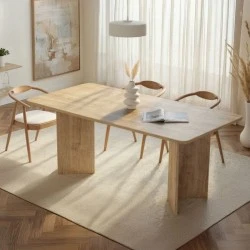 Linza Megapap melamine dining table in honey oak color 180x90x75cm. Linza Megapap melamine dining table in honey oak color 180x90x75cm.