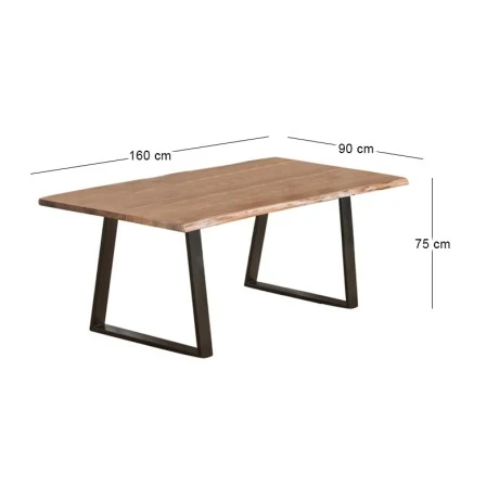 LIZARD Dining Table 160x90x75 Acacia Natural Finish (Black Paint)