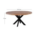 LIZARD Round Dining Table D.150x78cm Mango Natural Finish Metal Black Paint