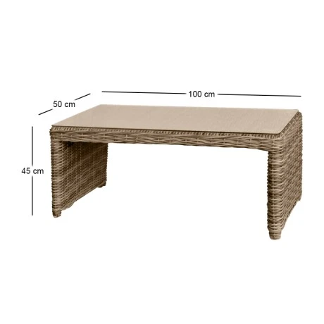 MONTANA Coffee Table 100x50 Grey/Brown Wicker