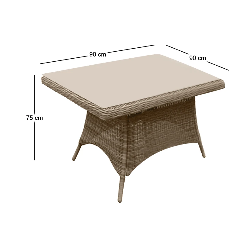 MONTANA Table 90x90cm Grey/Brown Wicker