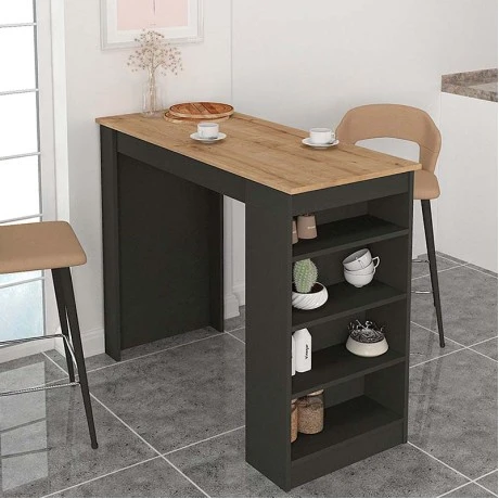 Τραπέζι μπαρ Monaco Megapap χρώμα ανθρακί - sapphire oak 120x51,6x101,8εκ.