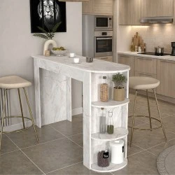 Vigne Megapap melamine bar table in white marble color 150x51.6x101.8cm. Vigne Megapap melamine bar table in white marble color 150x51.6x101.8cm.