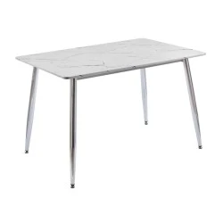OSLO Dining Table 120x70cm Chromed/Sintered Stone White Marble OSLO Dining Table 120x70cm Chromed/Sintered Stone White Marble