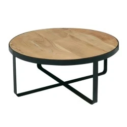 OVEN Coffee Table d.80x35 Acacia Natural Finish (Black Paint) OVEN Coffee Table d.80x35 Acacia Natural Finish (Black Paint)
