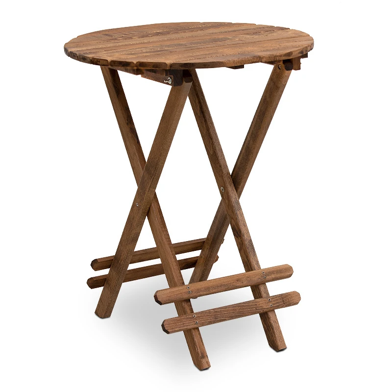 Queen Megapap foldable table by beech wood in walnut color Ø60x75cm.