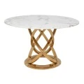 GOLD METAL TABLE ROTONTA WITH WHITE MARBLE SURFACE D130X75