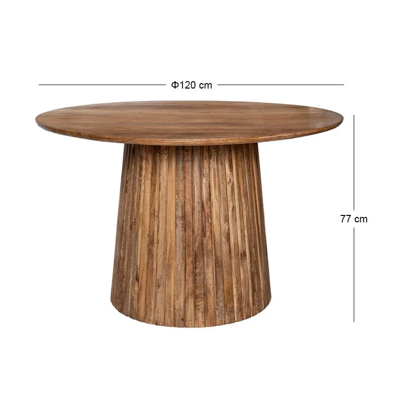 ROUND DINING TABLE MADE OF MANGO WOOD IN BROWN COLOR D120X77CM