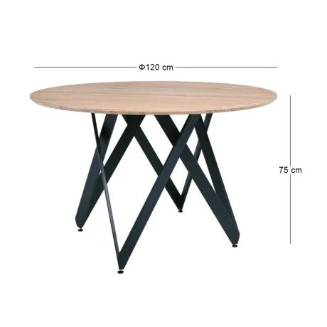 ROD Table Φ120cm Steel Black/Sonoma