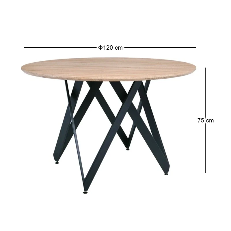 ROD Table Φ120cm Steel Black/Sonoma