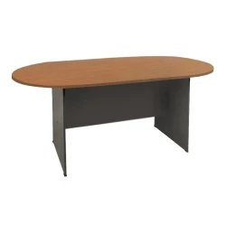 Conference oval table in cherry / dark grey color 180x90x75cm. Conference oval table in cherry / dark grey color 180x90x75cm.