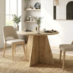 Tailor Megapap melamine dining table in sapphire oak color Ø100x75,7cm. Tailor Megapap melamine dining table in sapphire oak color Ø100x75,7cm.