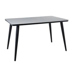 Τραπέζι Union μέταλλο - γυαλί χρώμα μαύρο - milky white 130x80x75εκ.