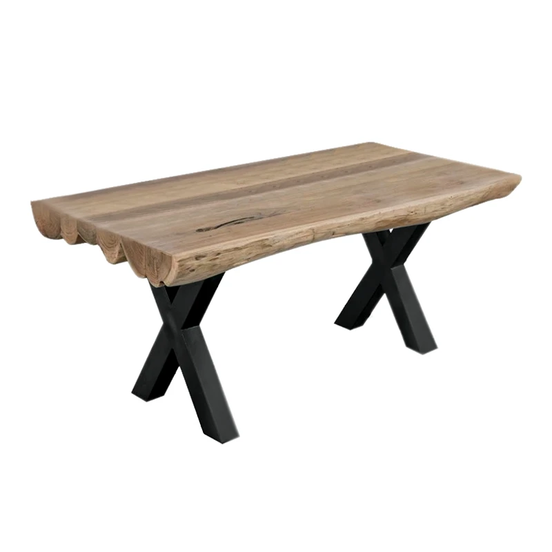 VILLAGE Dining Table 200x95x76 Acacia Natural Finish (Black Paint)