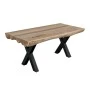 Village table with black metallic legs and acacia surface in natural color 200x95x76cm.