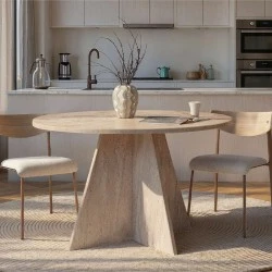 Τραπέζι Virela Megapap χρώμα travertine Ø120x75εκ.
