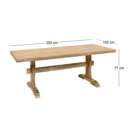 Western table by acacia wood in natural color 200x100x77cm.