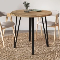 Xana Megapap melamine - metal dining table in sepet oak color Ø90x77,5cm. Xana Megapap melamine - metal dining table in sepet oak color Ø90x77,5cm.