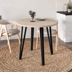 Τραπέζι Xana Megapap χρώμα travertine Ø90x77,5εκ.