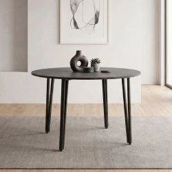 Zeno Megapap melamine - metal dining table in dark grey concrete color Ø110x73,5cm. Zeno Megapap melamine - metal dining table in dark grey concrete color Ø110x73,5cm.