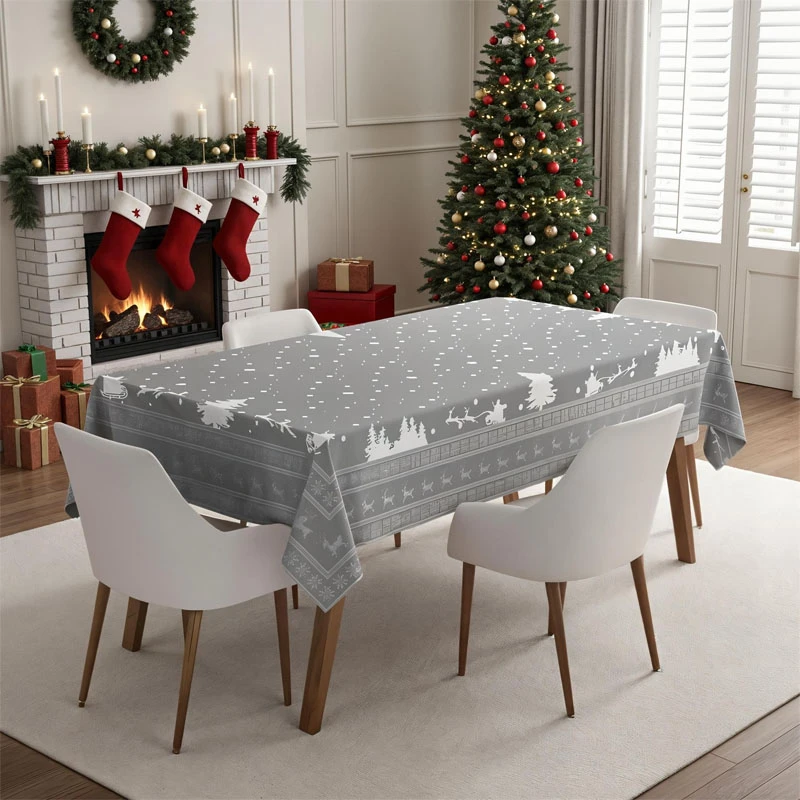 Tablecloth Nordfic in grey color 160x220cm.