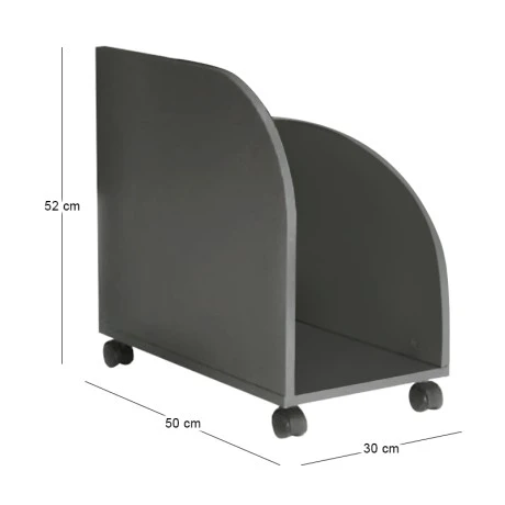 P/C unit base with melamine frame wheeled in dark gray color 50x30x52cm.