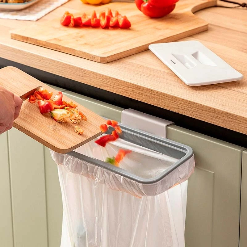 Garbage bag support base with lid 24.2 x 13.5cm.
