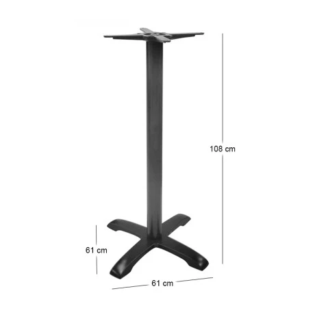 Kino table base with four beams by cast iron in black color 61x61x108cm.