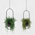 Metal hanging flower pot set in black color Φ15cm.