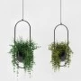 Metal hanging flower pot set in black color Φ15cm.