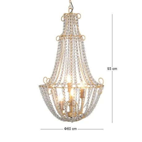 VINTAGE CHANDELIER WITH CRYSTALS 4 LIGHTS D40Χ66CM