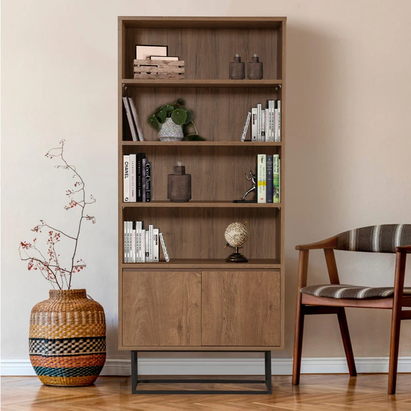 Amedeo Megapap melamine bookcase in walnut color 80x36x182cm.