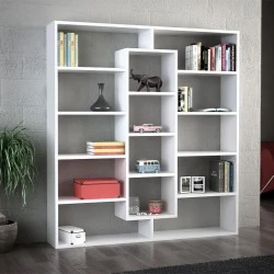 Βιβλιοθήκη Ample Megapap χρώμα λευκό 125x22x135,7εκ.