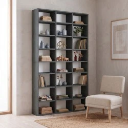 Βιβλιοθήκη Diamond Megapap χρώμα γκρι σκυροδέματος 100x16,6x178εκ.