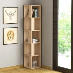 Βιβλιοθήκη γωνιακή Piano Megapap χρώμα sapphire oak 31,4x31,4x158,9εκ.