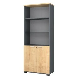 Venturo Megapap melamine office bookcase in athracite - oak color 80x40x200cm. Venturo Megapap melamine office bookcase in athracite - oak color 80x40x200cm.