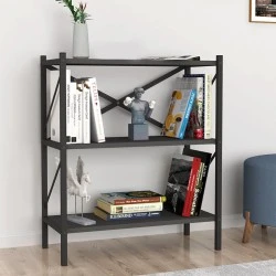 Jocasta Megapap melamine - metal bookcase in anthracite color 66x34x85cm. Jocasta Megapap melamine - metal bookcase in anthracite color 66x34x85cm.