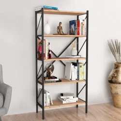 Jocasta Megapap melamine - metal bookcase in pine oak color 66x34x160cm. Jocasta Megapap melamine - metal bookcase in pine oak color 66x34x160cm.
