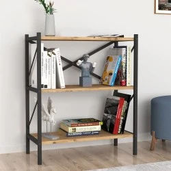 Jocasta Megapap melamine - metal bookcase in pine oak color 66x34x85cm. Jocasta Megapap melamine - metal bookcase in pine oak color 66x34x85cm.