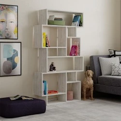Βιβλιοθήκη Karmato Megapap χρώμα λευκό αντικέ 96x25,5x168,5εκ.