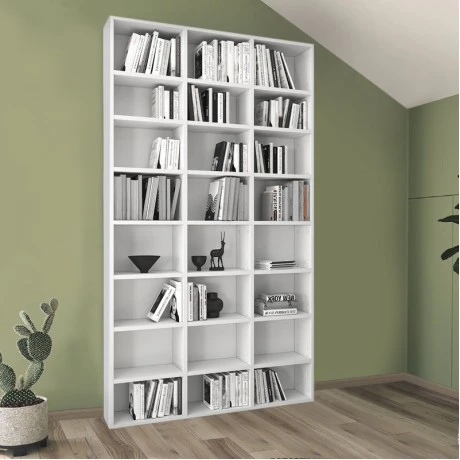 Fyodor Megapap melamine bookcase in white color 102x16x178cm.