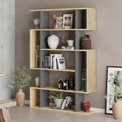 Mito Megapap melamine bookcase in oak - anthracite color 108x25x161cm. Mito Megapap melamine bookcase in oak - anthracite color 108x25x161cm.