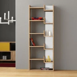 Βιβλιοθήκη Oppa Megapap χρώμα sapphire oak/λευκό 60x22x162εκ.