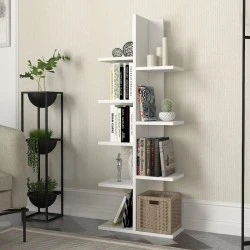 Tree Megapap melamine bookcase in white color 45x21,4x121,8cm. Tree Megapap melamine bookcase in white color 45x21,4x121,8cm.